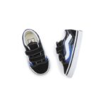 VANS TODDLER OLD SKOOL V SHOES PIXEL FLAME BLACK BLUE - Image 4