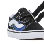 VANS TODDLER OLD SKOOL V SHOES PIXEL FLAME BLACK BLUE - Image 5