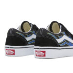 VANS KIDS OLD SKOOL V SHOES PIXEL FLAME BLACK BLUE - Image 5