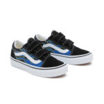 VANS KIDS OLD SKOOL V SHOES PIXEL FLAME BLACK BLUE - Image 7