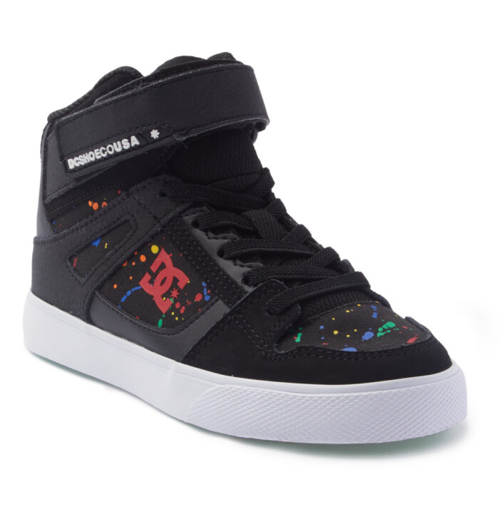 DC KIDS PURE HIGH TOP EV SHOES BLACK SPLATTER - Image 2