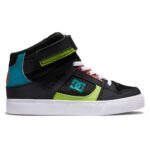 DC YOUTH PURE HIGH TOP EV SHOES BLACK ORANGE GREEN