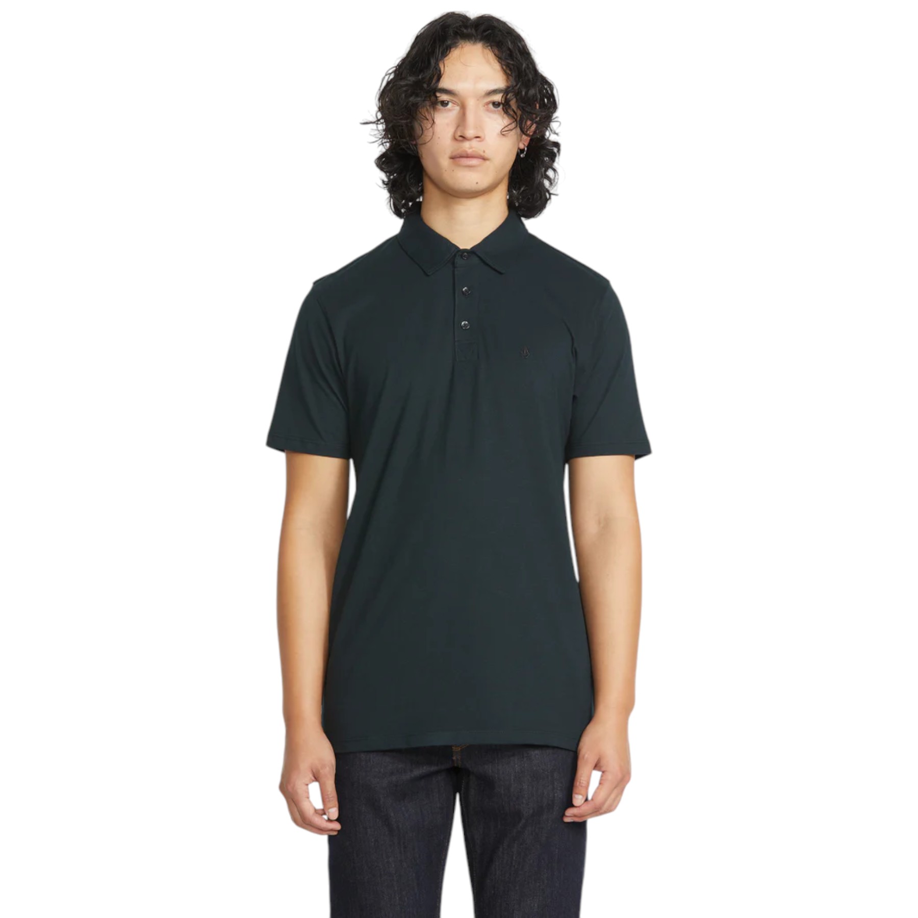 A0112303_BLK_F-Photoroom VOLCOM WOWZER POLO T-SHIRT BLACK - Image 1
