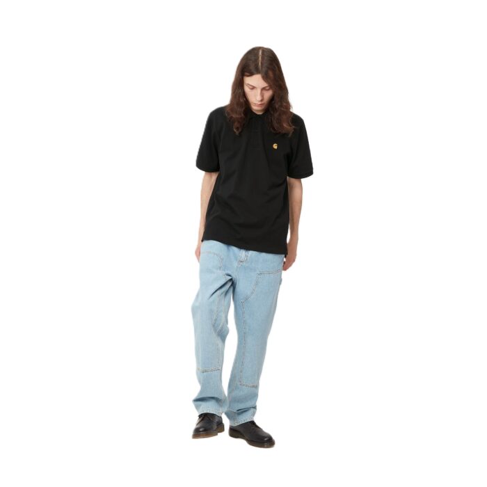 CARHARTT WIP CHASE PIQUE POLO BLACK GOLD - Image 5