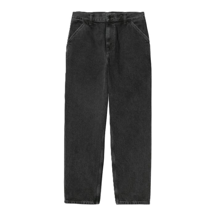 CARHARTT WIP SINGLE KNEE PANT BLACK STONE WASHED - Εικόνα 4
