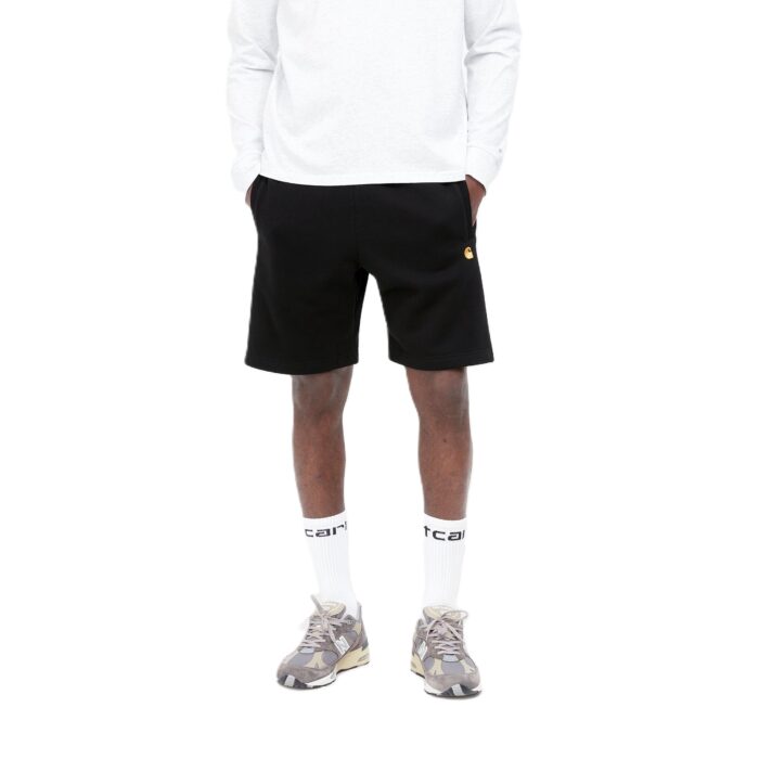 CARHARTT WIP CHASE SWEAT SHORT BLACK GOLD - Image 3