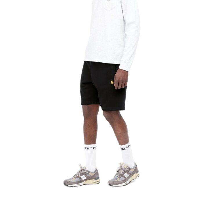 CARHARTT WIP CHASE SWEAT SHORT BLACK GOLD - Image 7