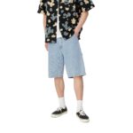 CARHARTT WIP SINGLE KNEE SHORT BLUE HEAVY STONE BLEACHED