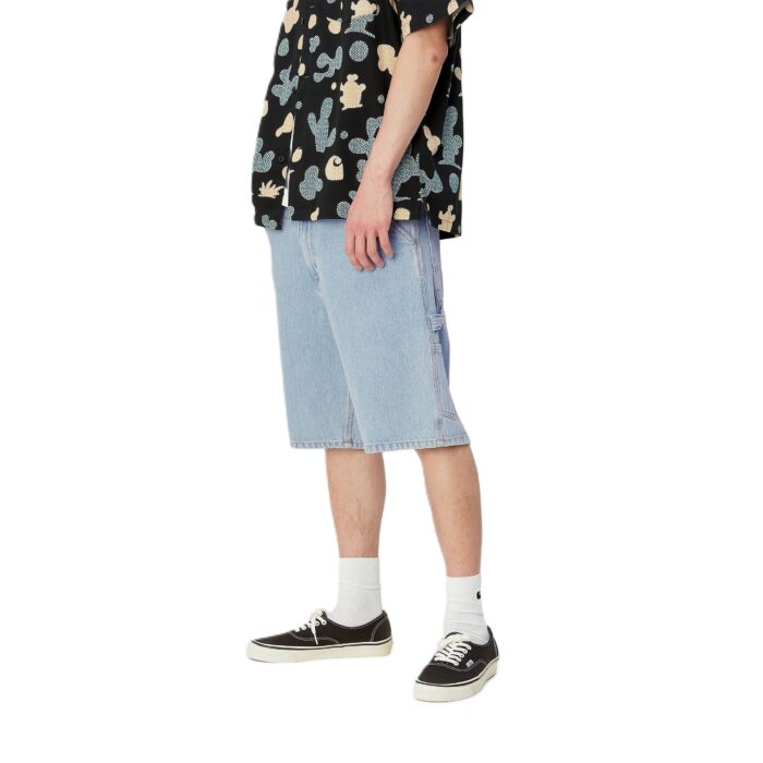 CARHARTT WIP SINGLE KNEE SHORT BLUE HEAVY STONE BLEACHED - Image 3