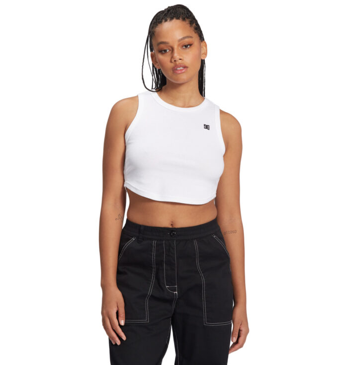 DC BOYFRIEND WOMEN CROP TANK WHITE - Image 4