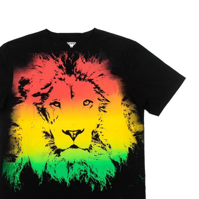 FALLEN RASTA LION T-SHIRT BLACK - Image 2