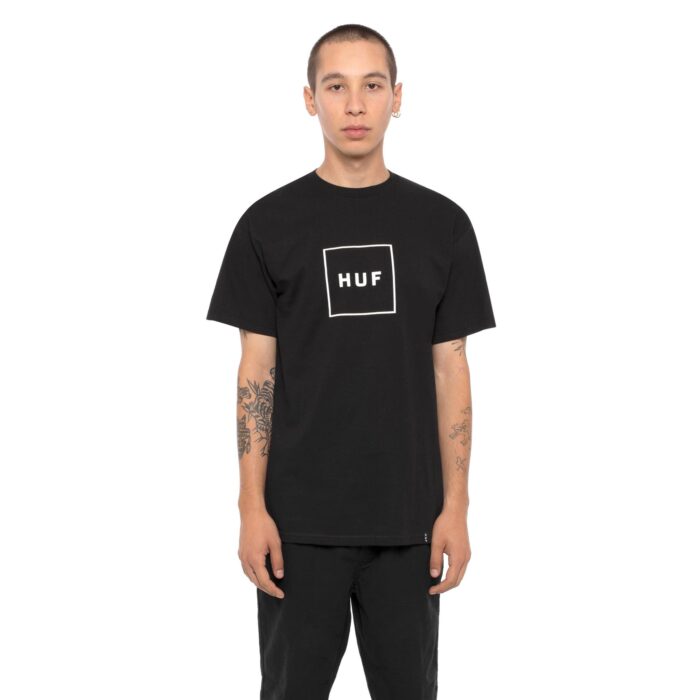HUF ESSENTIALS BOX LOGO T-SHIRT BLACK - Image 2