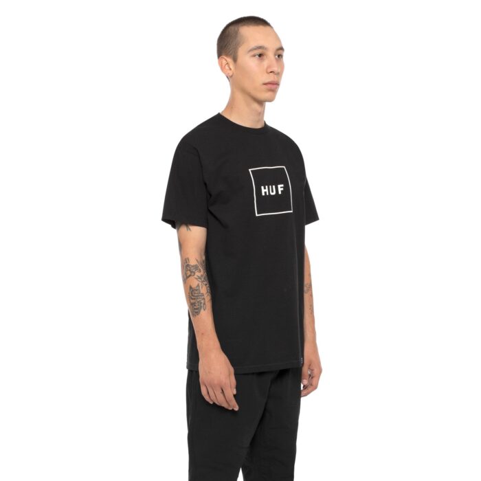 HUF ESSENTIALS BOX LOGO T-SHIRT BLACK - Image 3