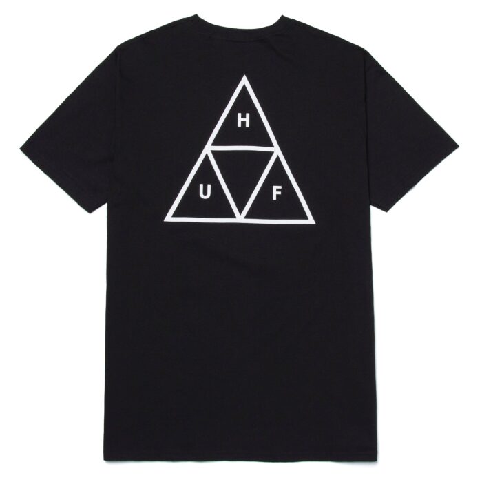 HUF ESSENTIALS TRIPLE TRIANGLE T-SHIRT BLACK - Image 2