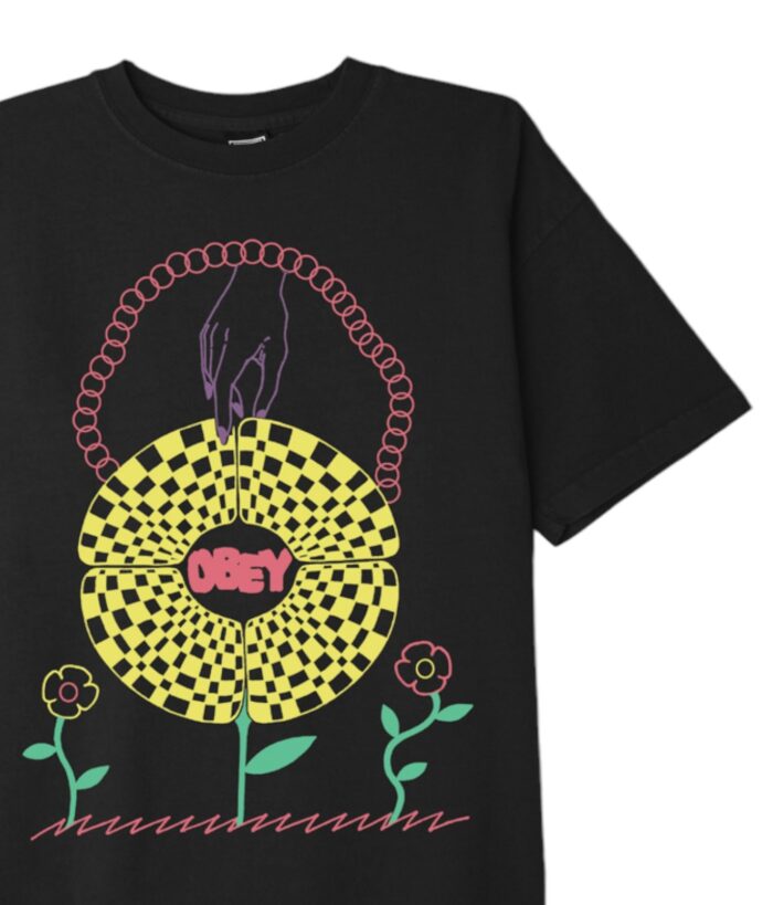 OBEY IN BLOOM HEAVYWEIGHT T-SHIRT BLACK - Image 3