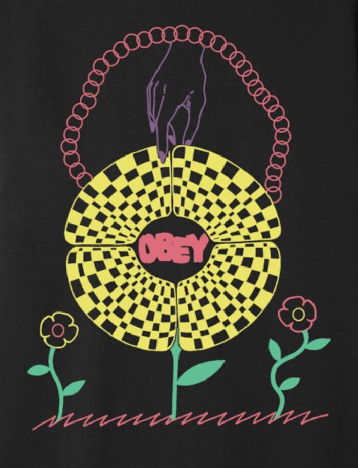 OBEY IN BLOOM HEAVYWEIGHT T-SHIRT BLACK - Image 2