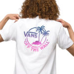 VANS CLASSIC MINI DUAL PALM T-SHIRT WHITE PINK GLO - Image 3