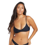 VOLCOM SIMPLY SEAMLESS VNECK BIKINI TOP BLACK - Image 2