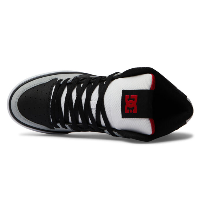 DC PURE HIGH TOP SHOES BLACK GREY RED - Image 4