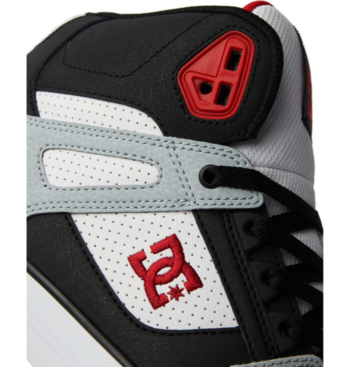 DC PURE HIGH TOP SHOES BLACK GREY RED - Image 5