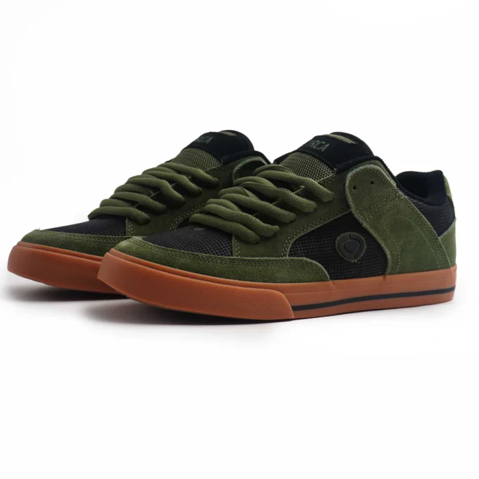 CIRCA 205 VULC SHOES SE BLACK MILITARY GREEN SUEDE RIPSTOP MESH - Image 2
