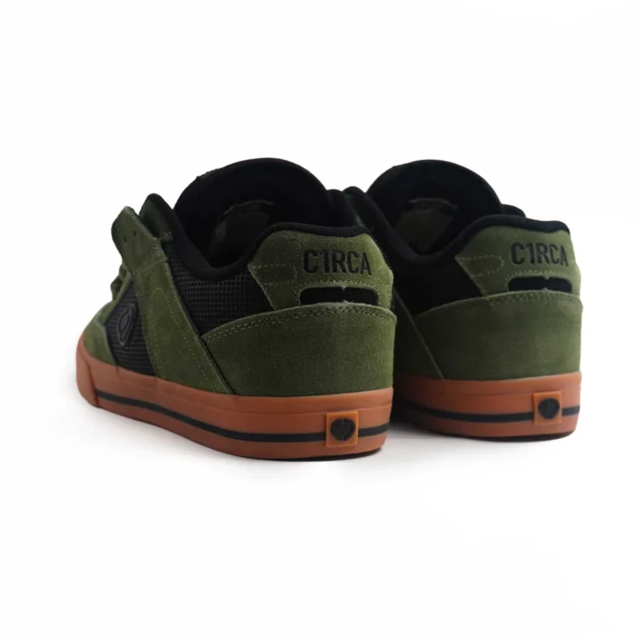 CIRCA 205 VULC SHOES SE BLACK MILITARY GREEN SUEDE RIPSTOP MESH - Image 3