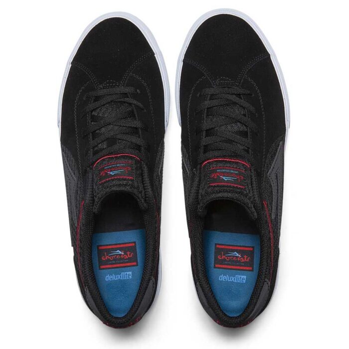LAKAI X CHOCOLATE FLACO II SHOES BLACK RED SUEDE - Image 2