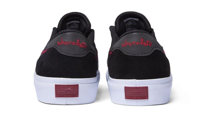 LAKAI X CHOCOLATE FLACO II SHOES BLACK RED SUEDE - Image 5