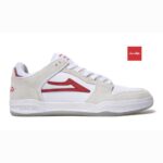 LAKAI X CHOCOLATE TELFORD LOW SHOES WHITE RED SUEDE