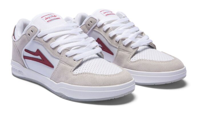 LAKAI X CHOCOLATE TELFORD LOW SHOES WHITE RED SUEDE - Image 3
