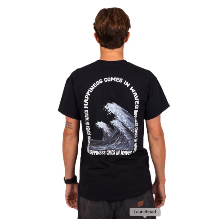 RUSTY HAPPY WAVE T-SHIRT BLACK - Image 2