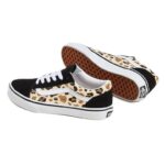VANS JUNIOR OLD SKOOL SHOES LEOPARD GLITTER BLACK BROWN - Image 3