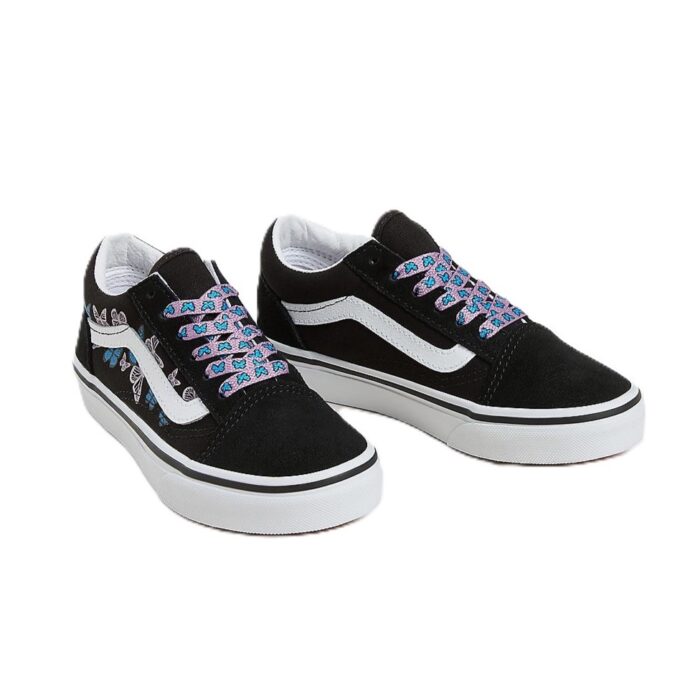 VANS KIDS OLD SKOOL SHOES BUTTERFLY KISSES BLACK MULTI - Image 2
