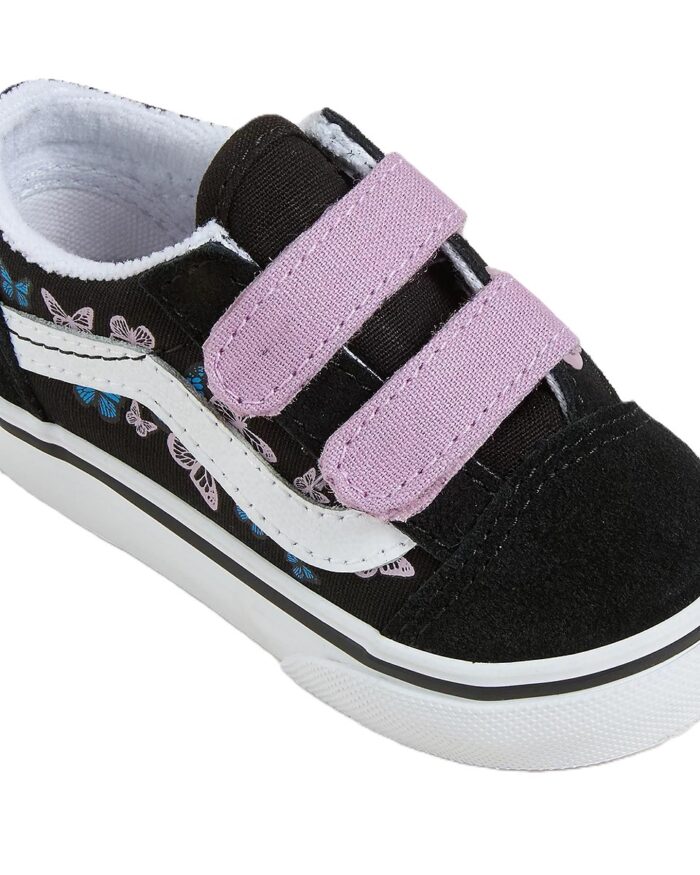 VANS TODDLER OLD SKOOL V SHOES BUTTERFLY KISSES BLACK MULTI - Image 4