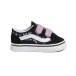 VANS TODDLER OLD SKOOL V SHOES BUTTERFLY KISSES BLACK MULTI