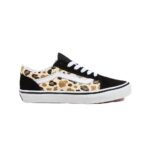 VANS JUNIOR OLD SKOOL SHOES LEOPARD GLITTER BLACK BROWN