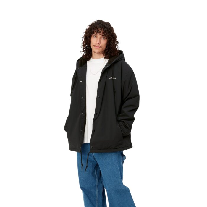 CARHARTT WIP HOODED COACH JACKET BLACK WHITE - Image 4