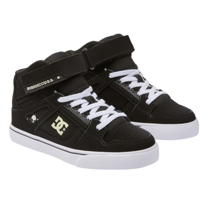 DC YOUTH PURE HIGH TOP SHOES LEATHER BLACK GLOW - Image 6