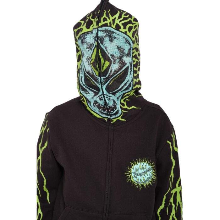 VOLCOM BOYS ALIEN FULL ZIP HOODIE BLACK - Image 3