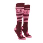 VOLCOM WOMEN STRIKER WOOL BLEND OTC SNOW SOCKS BURGUNDY