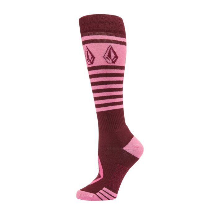 VOLCOM WOMEN STRIKER WOOL BLEND OTC SNOW SOCKS BURGUNDY - Image 3