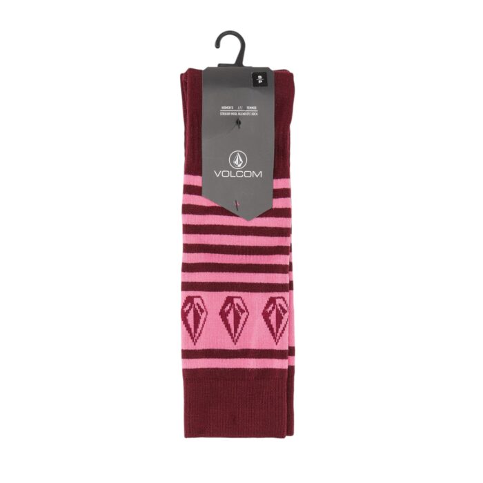VOLCOM WOMEN STRIKER WOOL BLEND OTC SNOW SOCKS BURGUNDY - Image 4