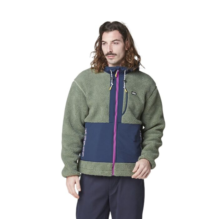 PICTURE PEMBERTON ZIP FLEECE GREEN SPRAY DARK BLUE - Image 3