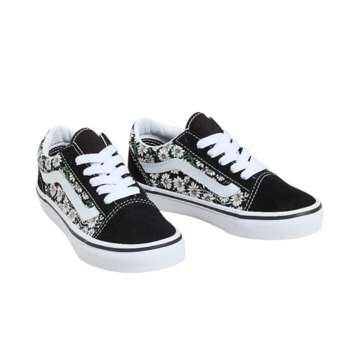 VANS KIDS OLD SKOOL SHOES DAISIES BLACK TRUE WHITE - Image 2