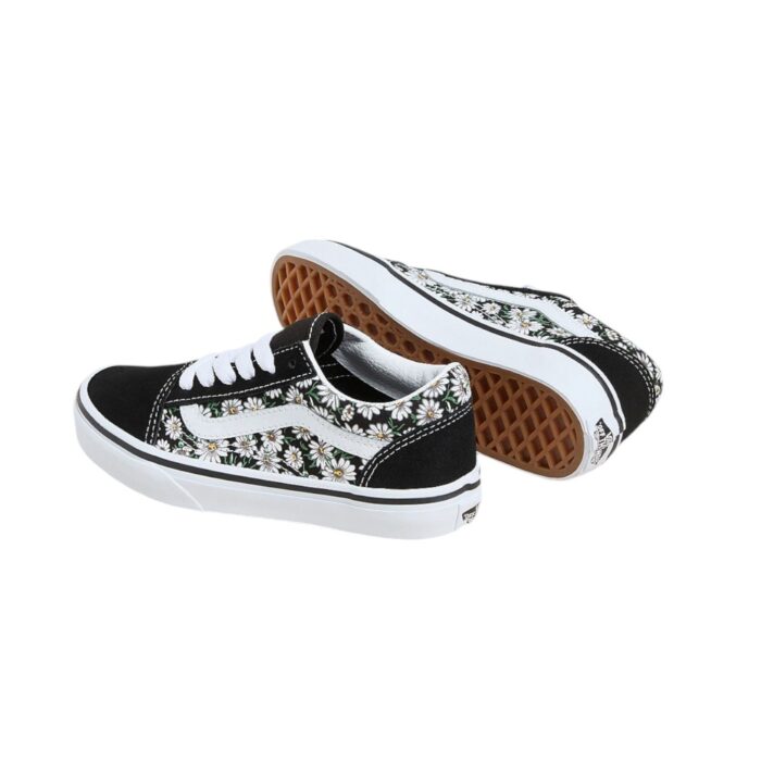 VANS KIDS OLD SKOOL SHOES DAISIES BLACK TRUE WHITE - Image 3