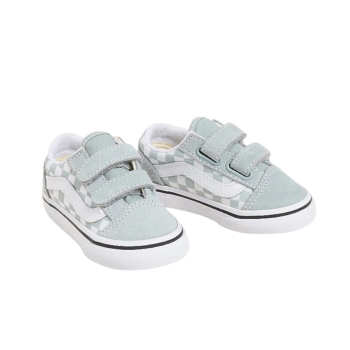 VANS TODDLER OLD SKOOL V SHOES COLOR THEORY CHECKERBOARD - Image 2