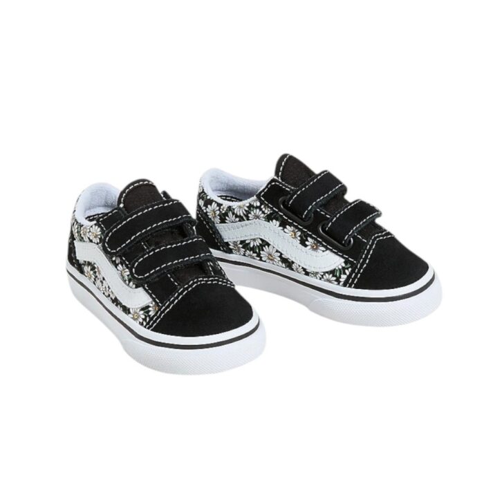 VANS TODDLER SKOOL V SHOES DAISIES BLACK WHITE - Image 2