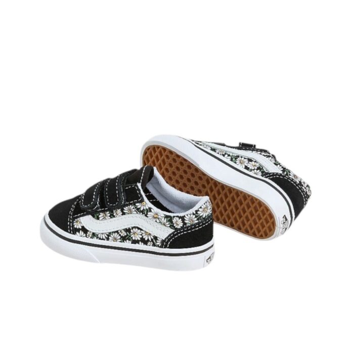 VANS TODDLER SKOOL V SHOES DAISIES BLACK WHITE - Image 3