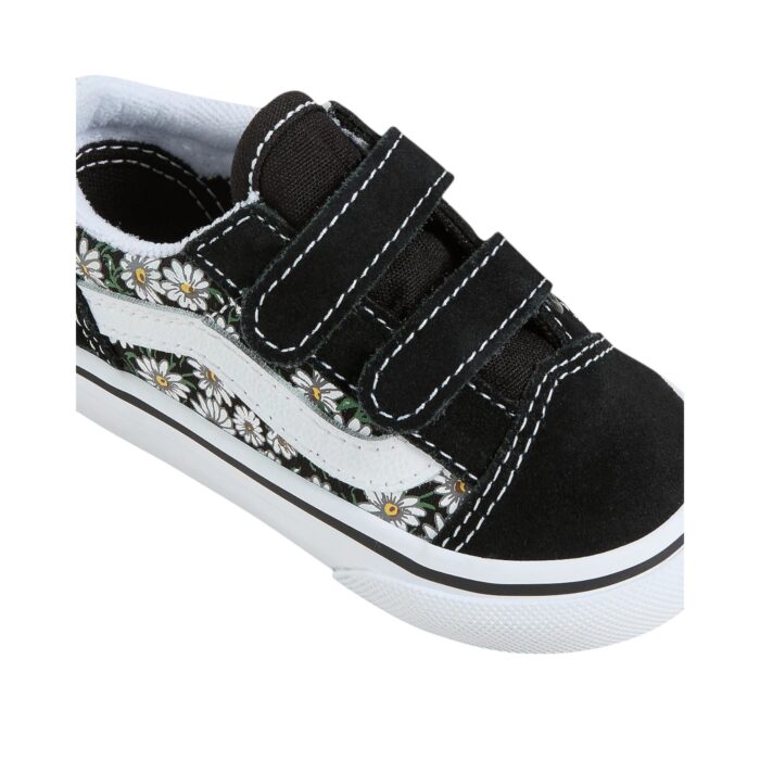 VANS TODDLER SKOOL V SHOES DAISIES BLACK WHITE - Image 4
