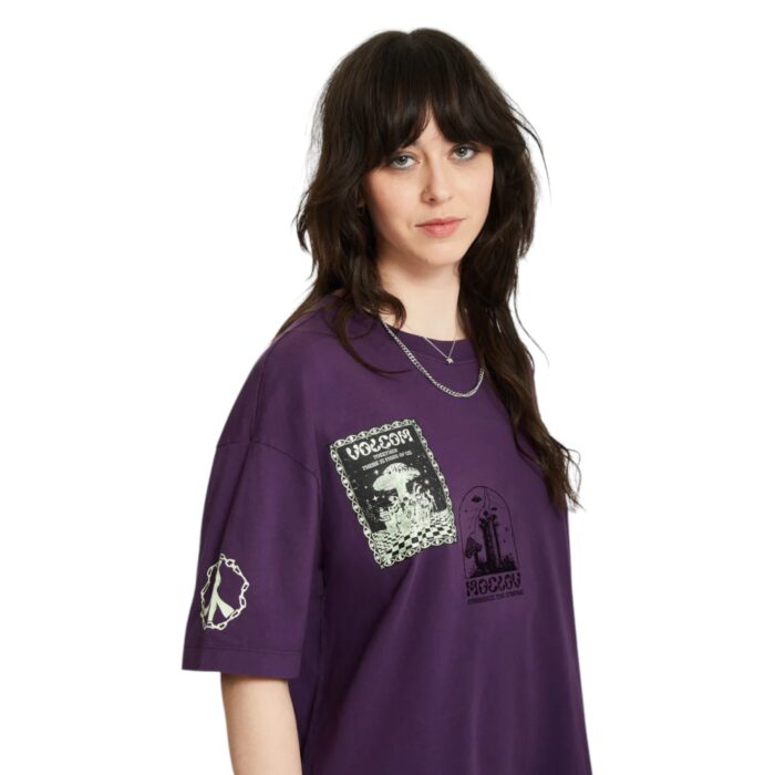 VOLCOM FA FILIP RYGALSKI T-SHIRT DRESS GRAPE ROYALE - Image 4